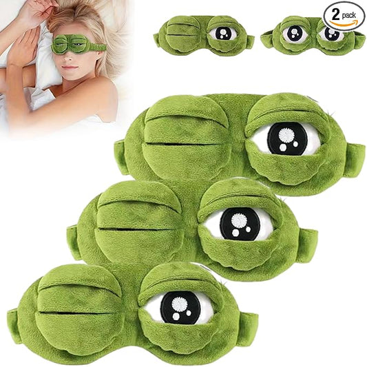 3D Frog Sleep Mask, Frog Sleep Mask, Soft & Comfortable Travel Eye Mask, Lightweight & Portable, Unisex, All-Season Use (3pcs)
