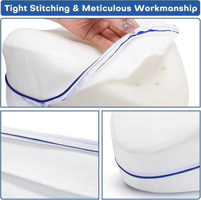 Noverlife 2 Pack Leg Pillow Covers for Contour Knee Pillow, Zippered Pillowcover ONLY, Replacement Pillow Cases for Memory Foam Knee Pillows Washable Pillowcases for Heart Shaped 10x9inch Leg Pillow
