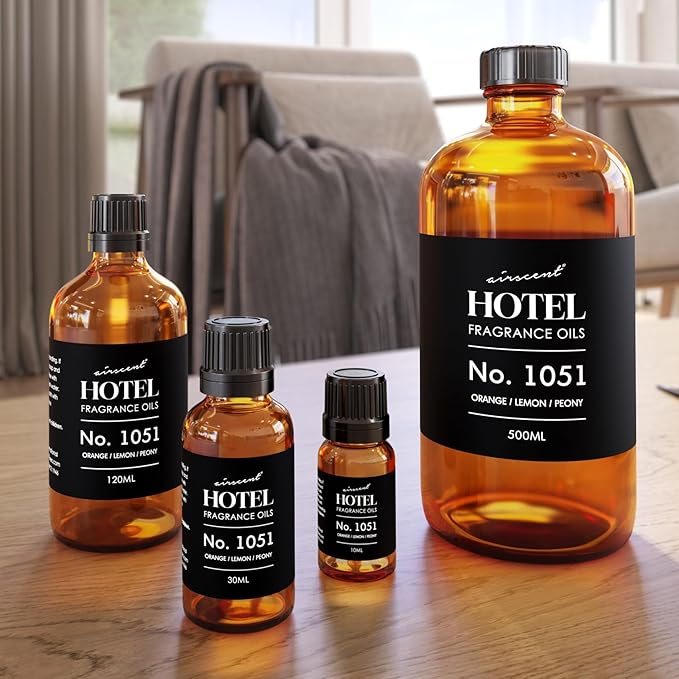 AirScent Citrus Zest Hotel Diffuser Oil No. 1051 - Orange Lemon Peony - Premium Fragrance Oil for Ultrasonic and Waterless Diffusers and Crafting - 30 mL, 1 fl oz Glass Dropper Bottle
