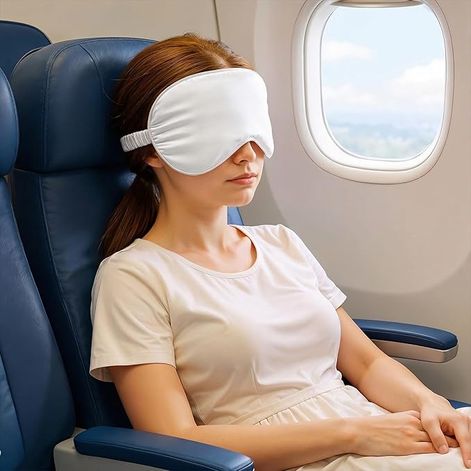Silk Sleep Eye Mask 4 Pack Mulberry Silk Sleep Mask Eye Cover Blindfold with Elastic Strap Cute Satin Soft Eyeshade Masks for Women Night Sleeping Travel Nap (Pink) (White)