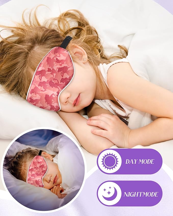 Miss Adola Silk Sleep Mask for Kids - Cute Cartoon Eye Cover for Boys Girls Teens With Soft Smooth Adjustable Straps, Princess Shadow
