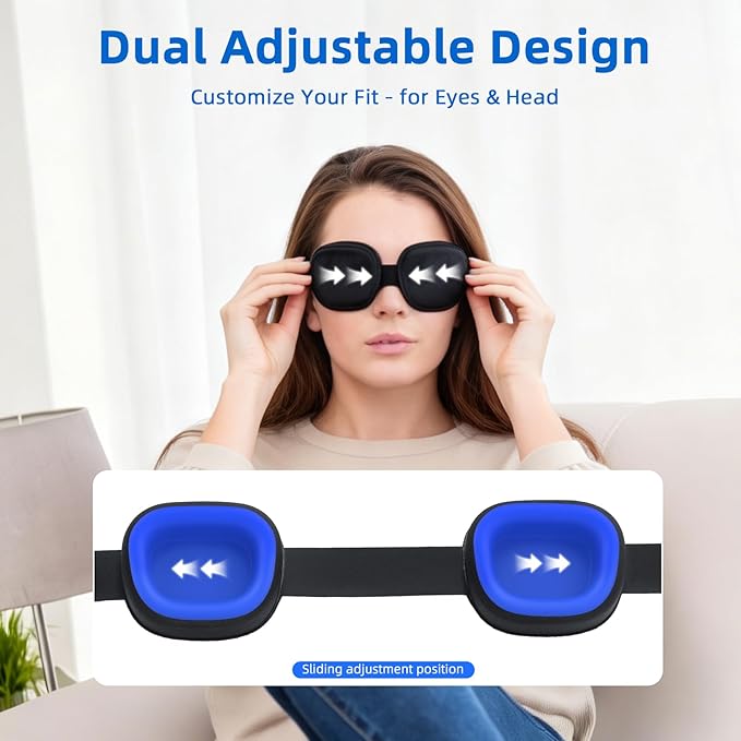Sleep Mask for Dry Eyes, Moisturizing Blackout Dry Eye Mask with Removable Silicone Cups, Soft Adjustable Comfortable for Travel & Night Sleep