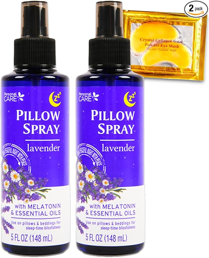 Lavender Pillow Spray for Aromatherapy- Bundle with 2 Lavender Pillow Spray Bottles with Essential Oils Plus Eye Mask | Essential Oil Sleep Time Bedding Mist