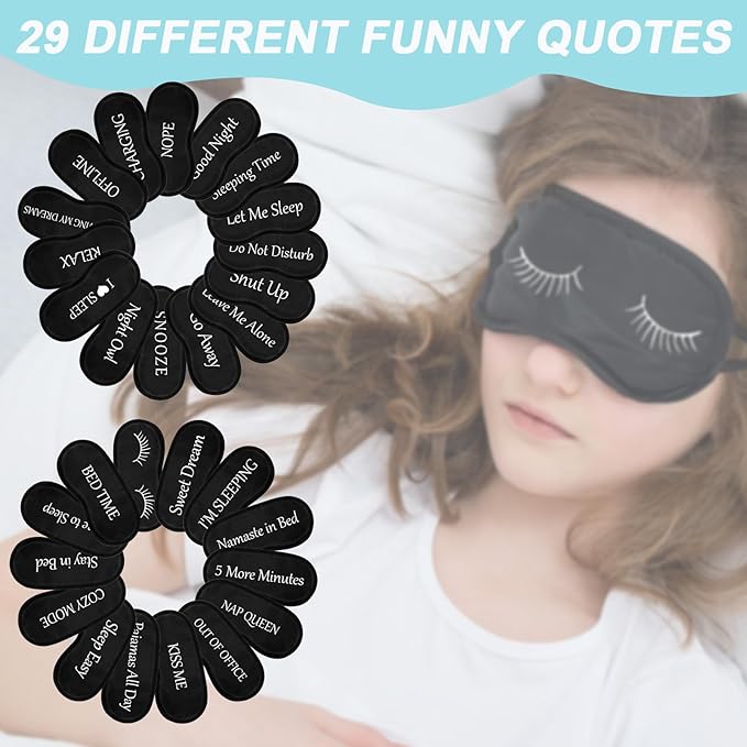 Ramede 60 Pieces Bulk Funny Sleep Mask Sleeping Mask with Adjustable Strap Blackout Silk Sleep Mask Soft Blindfold Eye Covers for Sleeping Full Night Mask for Women Men Travel Nap Meditation