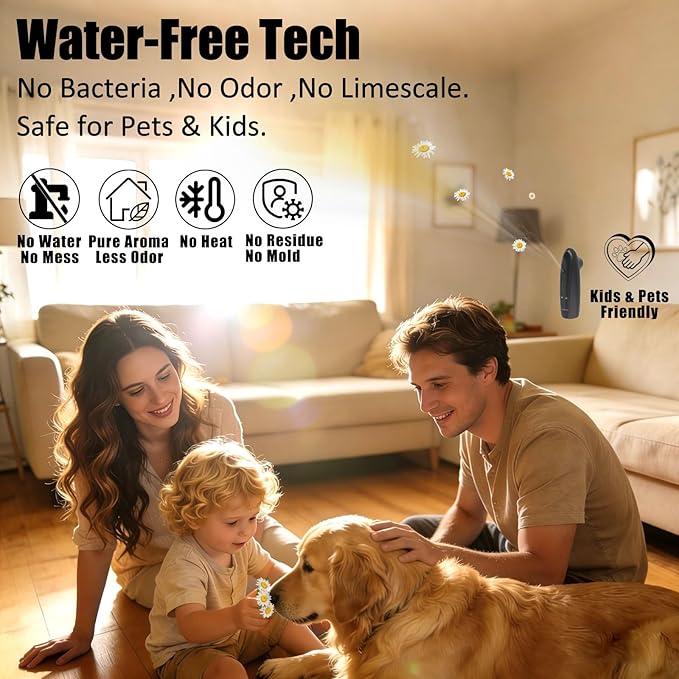 Plug in Waterless Essential Oil Diffuser Smart App & Bluetooth Control Scent Machine Home Fragrance Atomizer, White
