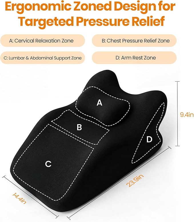 Memory Foam Ergonomic Wedge Pillow for Sleeping, Acid Reflux & Snoring Relief, 27°Angle Perfect Position Wedge Pillow with Washable Cover, Comfort Support for Waist, Neck & Back