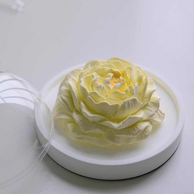 Essential Oil Passive Flower Diffuser -Non-Electric Peony Flower Porcelain Aromatherapy Diffusers for Small Mini Room, Desk Decorative, Bathroom (Yellow, Peony)
