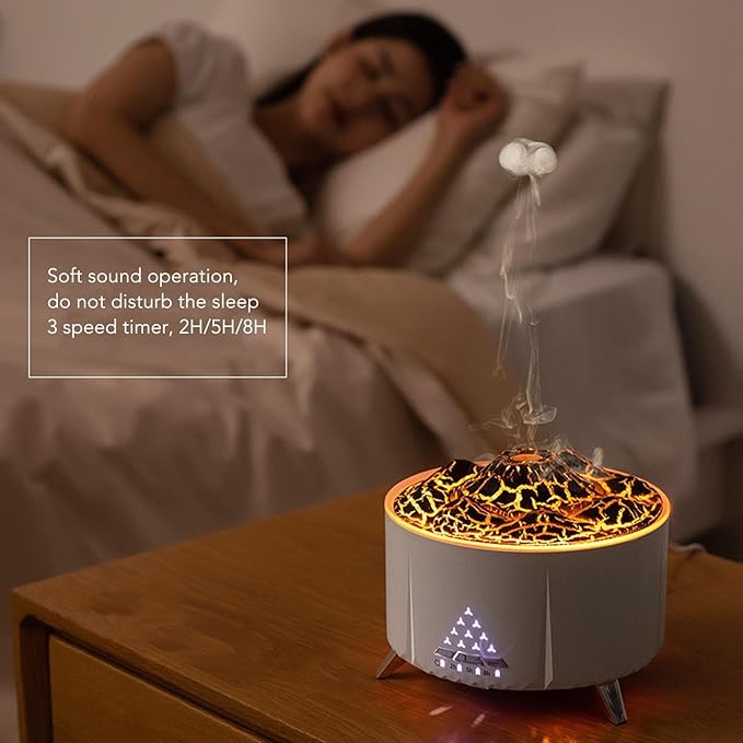 Flame Essential Oil Diffuser, 350ML Ultrasonic Flame Oil Diffuser, Up to 24H of Continuous,Waterless Auto Off Diffusers,White