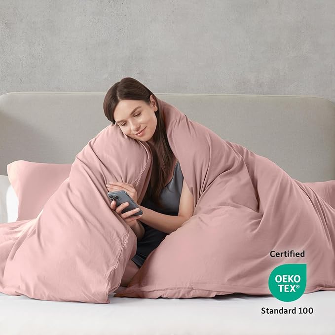 Nestl Blush Pink Duvet Cover King Size - Soft Double Brushed King Duvet Cover Set, 3 Piece, with Zipper Closure, 1 Duvet Cover 104x90 inches and 2 Pillow Shams