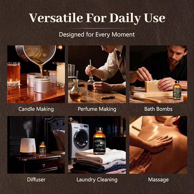 Auelife 4oz Sandalwood & Oud Essential Oils for Diffusers for Home - Woody Fragrance Oil for Candle Making, Soap Making, Father's Day & Birthday Gifts for Him - Masculine Scent for Men Gift