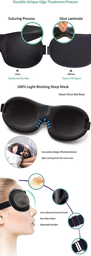 Sleep Mask for Women & Men, 4-Pack 3D Eye Mask for Sleeping, Eye Sleeping mask, Light Blocking, Adjustable Strap, Soft & Breathable, Includes Black, Pink, Purple & Maroon Colors (4 in 1)