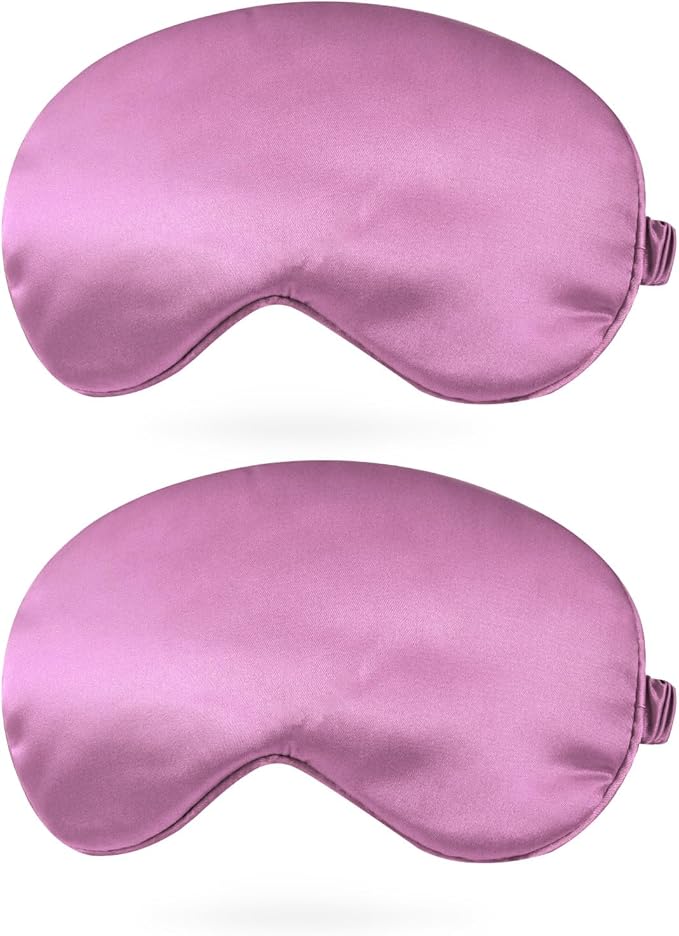 PATIKIL Silk Sleep Mask, 2 Pack Soft Satin Eye Protective Mask Blackout Eye Cover with Elastic Straps for Side Sleeping Women Men Travel, Purple