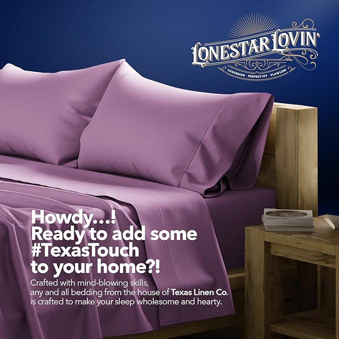 TEXAS LINEN CO. Luxury Egyptian Cotton King Plum Pillow Cases Set of 2-1000 Series Lonestar Lovin' Collection Pillowcases for Sleeping, Cooling Pillow Cover, Extra Long Staple Hotel Pillow Cases