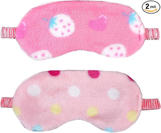 2PCS Plush Sleeping Eye Mask Soft Plush Eye Mask Fuffy Eye Cover Comfortable Sleep Mask Blindfold Rainbow Faux Fur Eye Shade for Women, Men and Kids Travel Nap Sleeping