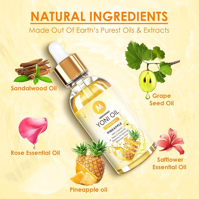 3 Pack Yoni Oil Feminine Oil for Women pH Balance - Feminine Deodorant with Pineapple Peach Strawberry Essential Oil, 1 fl oz/pc