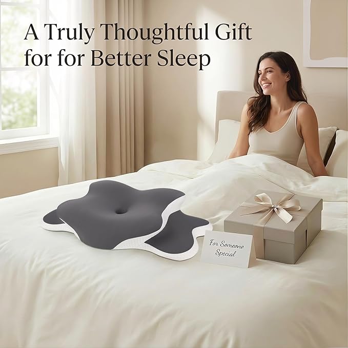 Esup Ergonomic Cervical Neck Pillow for Pain Relief, Memory Foam Orthopedic Bed Pillow, Adjustable Height Contour Pillow for Sleeping, Ideal for Side, Back, and Stomach Sleepers (Gray)