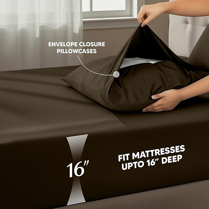 Utopia Bedding California King Size Sheet Set – 4 Piece Bed Sheets, Soft and Breathable Microfiber, Includes 1 Fitted Sheet, 1 Flat Sheet and 2 Pillowcases – Oeko Tex (Brown)