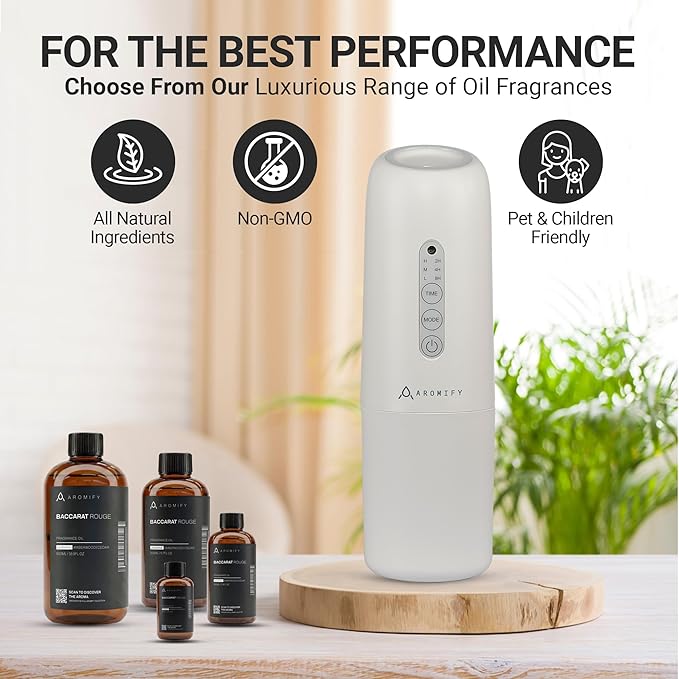 Whisper Smart Plug-in Waterless Essential Oil Diffuser – Bluetooth App Control, Silent Cold Air Atomization, 1000 Sq Ft Coverage, Safe for Kids & Pets