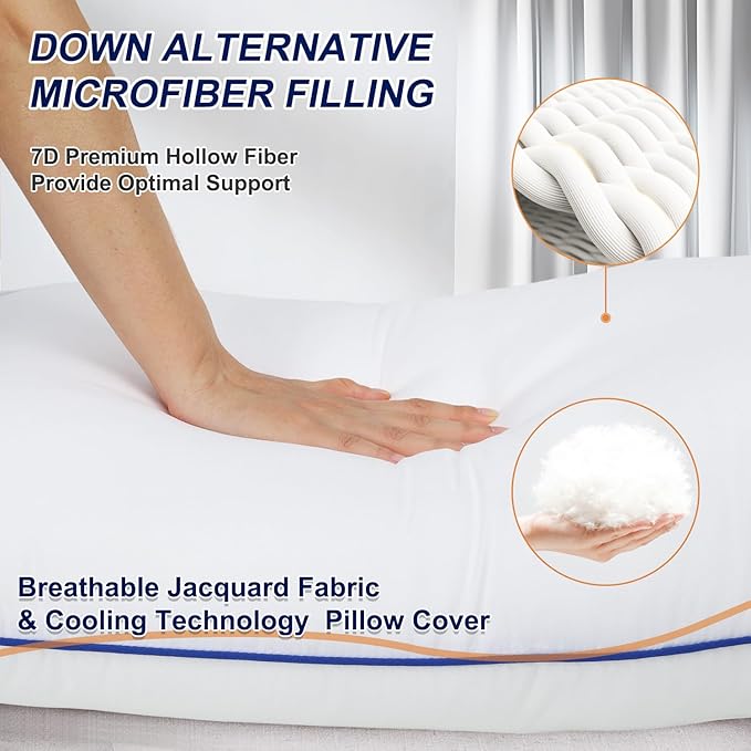 Favocama Pillows Queen Size Set of 4 Hotel Collection Bed Pillow for Sleeping Queen Pillows 4 Pack for Back, Stomach or Side Sleepers Soft and Supportive Washable Pillow for Bedroom