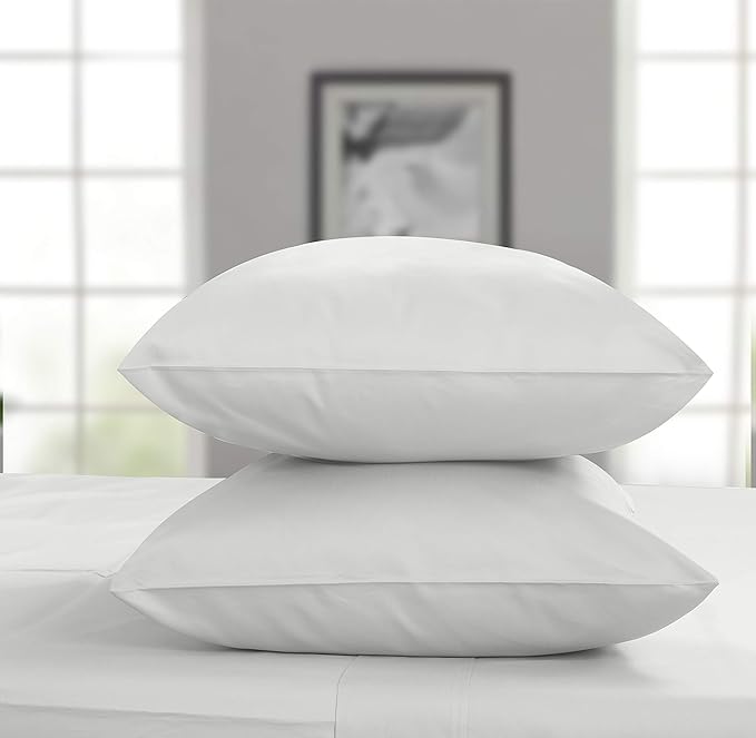 Threadmill Home Linen Standard Pillowcases - 800 Thread Count Sateen Weave, 100% Natural Cotton 2 Piece Solid Pillow Cover Set, Extra Long Staple Cotton, Luxurious Light Grey Pillow Protectors