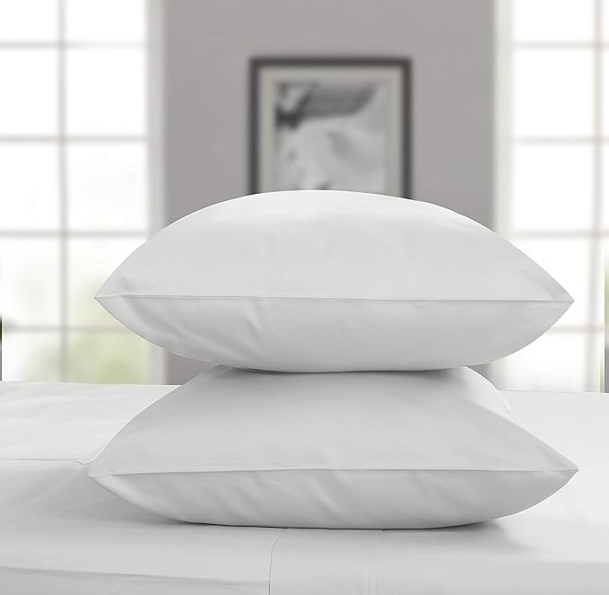 Threadmill Home Linen King Pillowcases - 800 Thread Count Sateen Weave, 100% Natural Cotton 2 Piece Solid Pillow Cover Set, Extra Long Staple Cotton, Silky Soft Light Grey Pillow Protectors