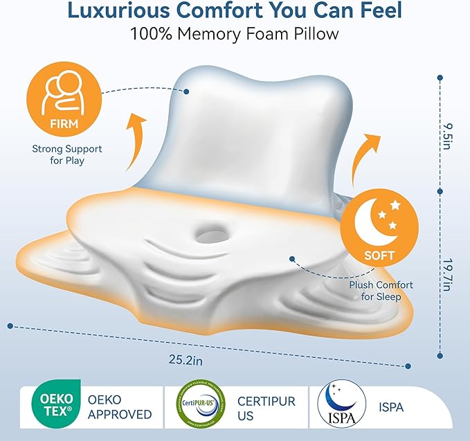 Ergonomic Memory Foam Reading Pillow - Wedge Back & Neck Support for Bed, Sofa & Floor - Relieves Acid Reflux, Back Pain & Arm Fatigue for Gamers, Readers & Nursing Moms (Washable Cover)