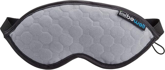 Bewell Eye Mask to Block Light for Travel, Sleep Aid for Airplane, Hotel, Airport, Insomnia + Headache Relief with Adjustable Straps, Gray