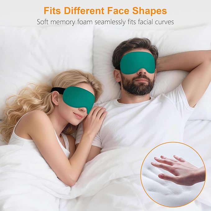 Gritin 100% Blackout Sleep Eye Mask for Side Sleeper Men Women, Zero Eye Pressure 3D Contoured Cup and Eyelash Friendly Sleeping Mask, Ergonomic-Dark Blue