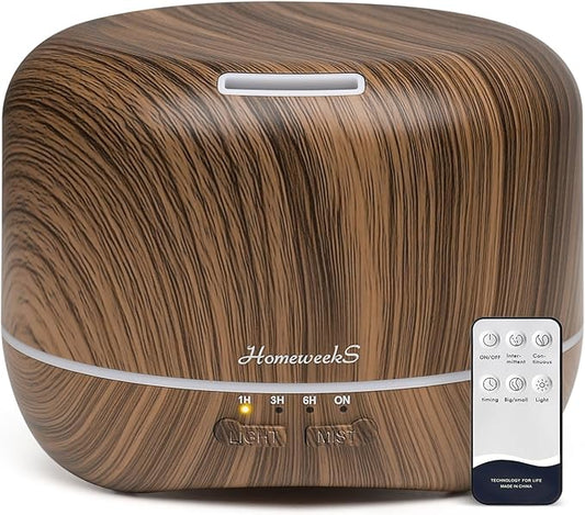 Aromatherapy Essential Oil Diffuser for Room: Air Humidifier Aroma Scent Cool Mist Diffuser Colorful Lights Wood Cute Small Large Waterless Auto Off Ultrasonic Diffusers for Home Bedroom (300ml)