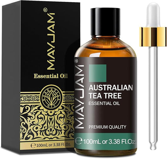Australian Tea Tree Essential Oil, MAYJAM Pure Essential Oils for Diffusers, 3.38FL.OZ/100ML Large Volume Australian Tea Tree Oil with Premium Glass Dropper