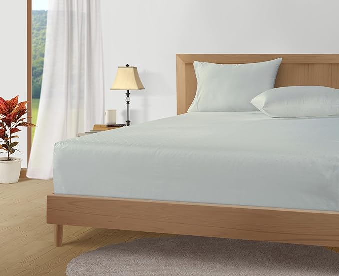 LANE LINEN Pillows Queen Size Set of 2, Soft 100% Egyptian Cotton, Cool & Smooth Pillow Cases - Swiss Dot - Mineral