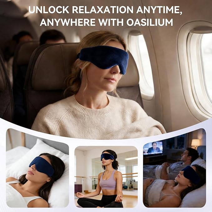 Lyocell Weighted Sleep Eye Mask for Women Men, 5.3oz & 7oz, Removable Washable Weighted Bag, Light Blocking Eye Cover, Soft Eye Shade for Travel Essentials, Office Naps, Gift,Dark Blue