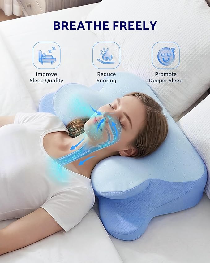 Cervical Neck Pillow for Sleeping, Ergonomic Contour Memory Foam Pillow for Neck Pain Relief, Neck Pillow for Back, Side Sleeper Pillows, Cooling Neck Support Pillow with Pillowcase