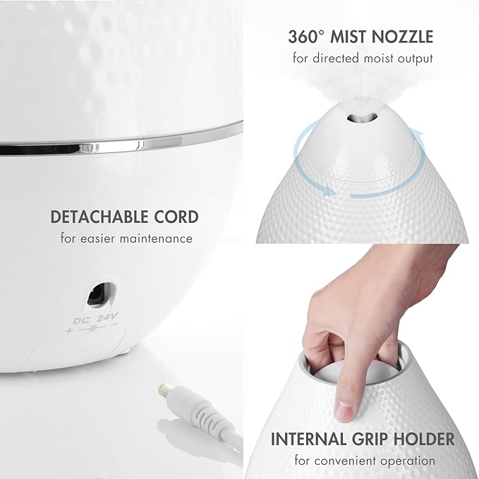 Tenergy Pluvi Ultrasonic Cool Mist Humidifier Advanced Mist Generator Essential Oil Diffuser, 360°Adjustable Mist Outlet, Auto-Shut Off Easy to Clean, 2.5L Quiet Humidifier