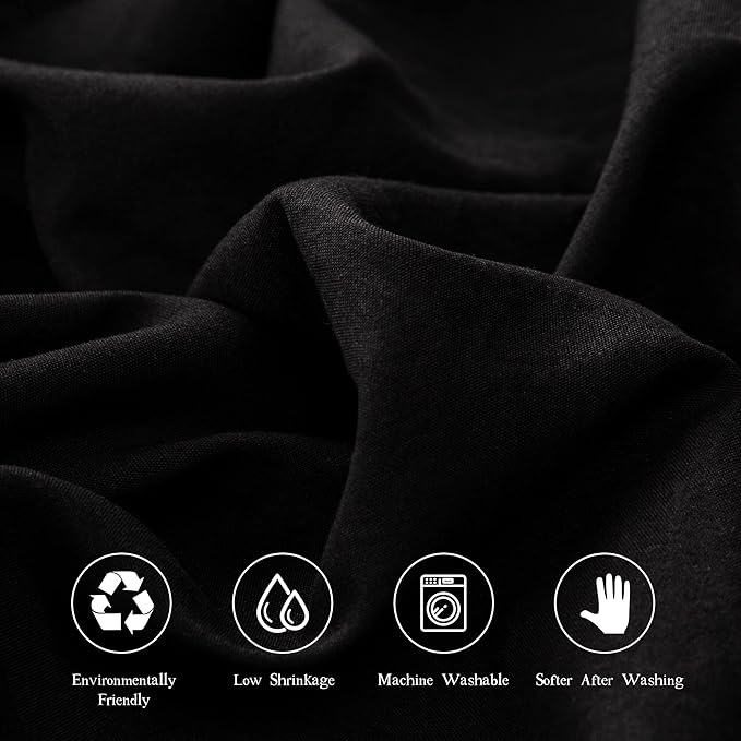 4 Piece Bed Sheet Set (Queen,Black) 1 Flat Sheet,1 Fitted Sheet and 2 Pillow Cases,Brushed Microfiber Luxury Bedding with Deep Pockets