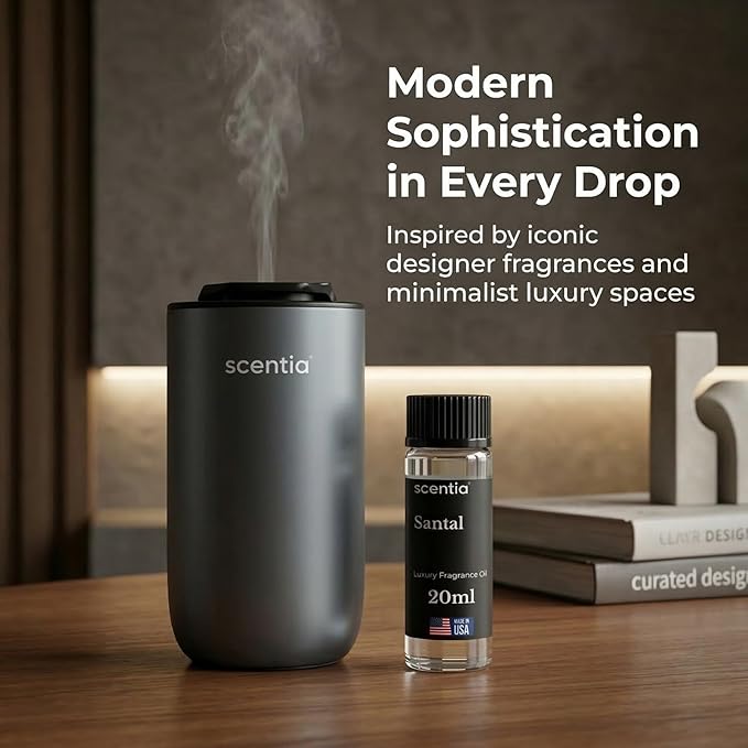 Scentia Santal Sandalwood Fragrance Oil for Diffusers – Luxury Woody Home Scent with Cardamom, Violet Leaf, Amber & Musk – Diffuser Oil for Ultrasonic, Cold Air & Waterless Diffusers – 20 ml