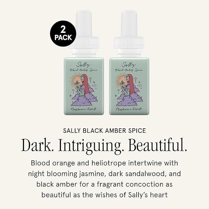 Pura Disney Collection Scent Refill - Smart Home Air Diffuser - Home Scent Refill - Up to 120-Hours of Premium Fragrance per Vial - Safe Diffuser Fragrance - 2 Pack, Sally Black Amber Spice