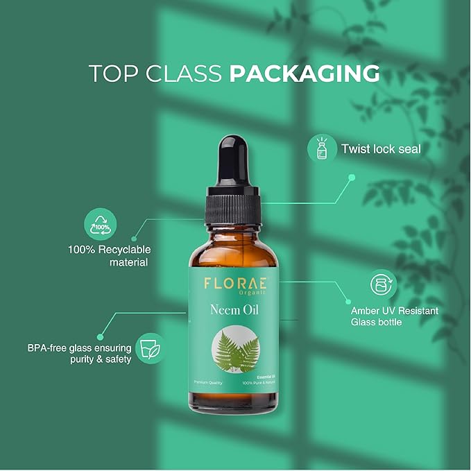 Neem Essential Oil 4 Fl Oz 100% Pure and Natural Essential Oil with Dropper for Diffuser Aromatherapy Massage Candle and Soap Making Fragrance (118 Ml)