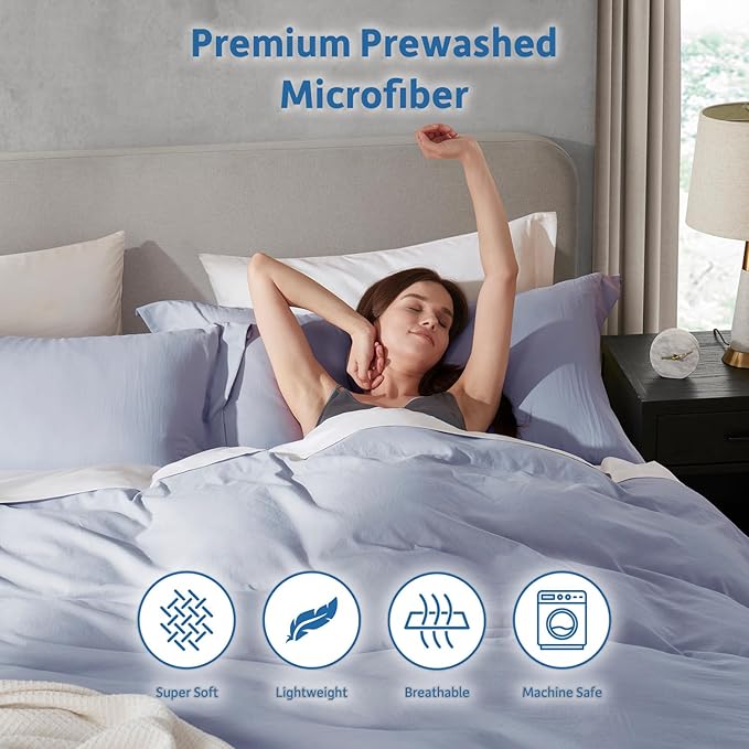 Nestl Ice Blue California King Duvet Cover Sets - Soft Double Brushed Cal King Duvet Cover, 3 Piece, with Zipper Closure, 1 Duvet Cover 104x98 inches and 2 Pillow Shams