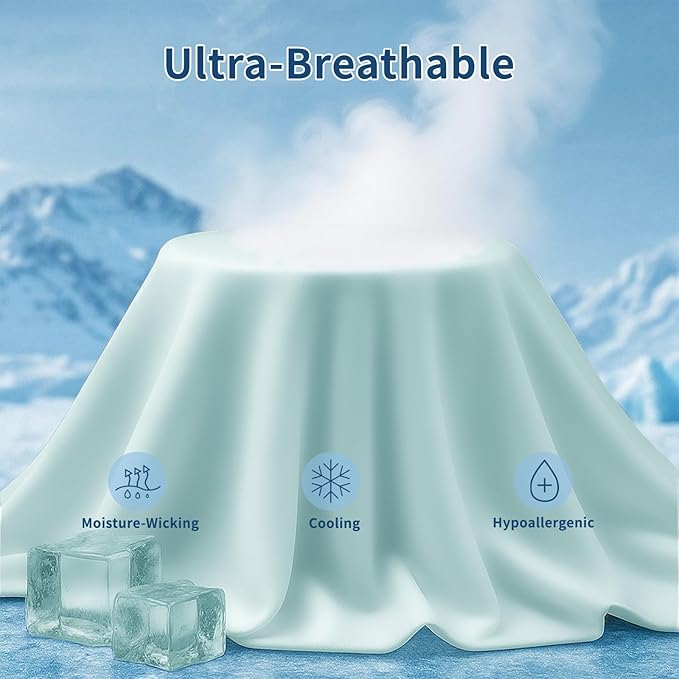 Premium Cooling Pillowcases Standard Size Set of 2 for Hot Sleeper & Night Sweats Beauty Sleep Reduces Wrinkles & Frizz Softer Than Silk Pillow Cover Oeko-TEX Certified Mint Green Breathable