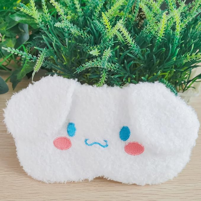 Cute Animal Sleeping Mask Soft Plush Blindfold Cute Rabbit Panda Koala Eye Cover Eyeshade for Kids Teens Girls Women (Dog White)