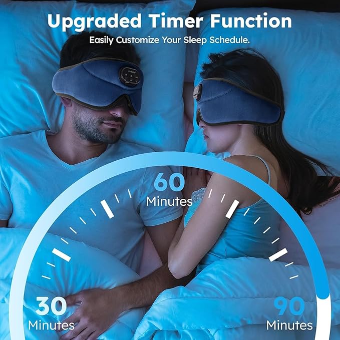 LC-dolida White Noise Sleep Mask, 3D Sleep Bluetooth Headphones with 16 Soothing Sounds, Bluetooth 5.4 Sleep Eye Mask with Timer, Total Blackout Sleeping Headphones for Side Sleeper