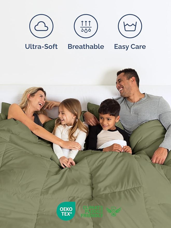 Full Comforter Set - 7 Piece Bed in a Bag Full Size Bed Set - Down Alternative Comforter, Flat Sheet, Fitted Sheet, Pillowcase & Shams for All Seasons - Ultra Soft, Comfy and Breathable - Sage Green