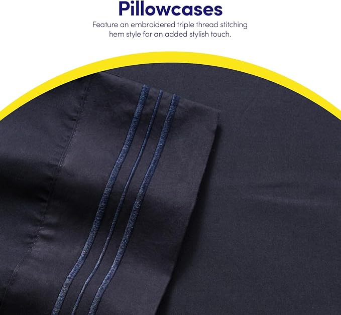 1500 Supreme Collection Queen Sheet Sets Navy Blue - Luxury Hotel Bed Sheets and Pillowcase Set for Queen Mattress - Extra Soft, Elastic Corner Straps, Deep Pocket Sheets, Queen Navy Blue