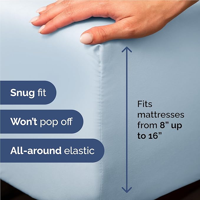 Full Size 4 Piece Sheet Set - Comfy Breathable & Cooling Sheets - Hotel Luxury Bed Sheets for Women & Men - Deep Pockets, Easy-Fit, Extra Soft & Wrinkle Free Sheets - Sky Blue Oeko-Tex Bed Sheet Set