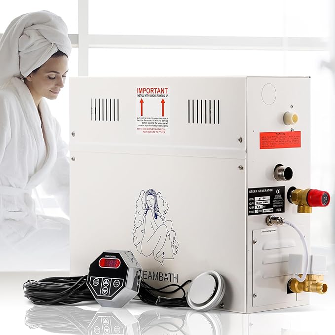 Steam Shower Generator Kit 6KW for Bath Sauna SPA, Aromatherapy Steam Head, Self-draining System, LED Waterproof Controller 77-131℉For Home Commercial Use 220V
