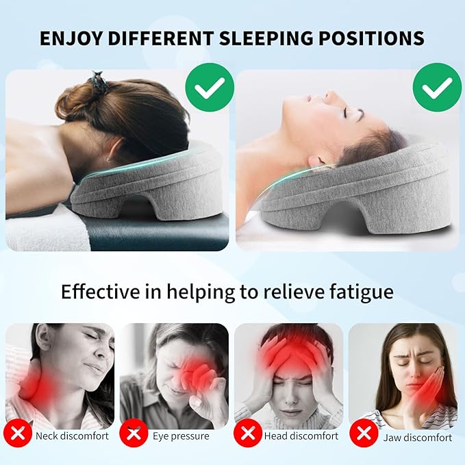 VVB Face Down Pillow for Massage Table, Massage Headrest for Bed, Stomach Pillows with Face Cradle Pad, BBL Pillows After Surgery Post Eye Surgery Recovery, Massage Pillow with Removable Cover Grey