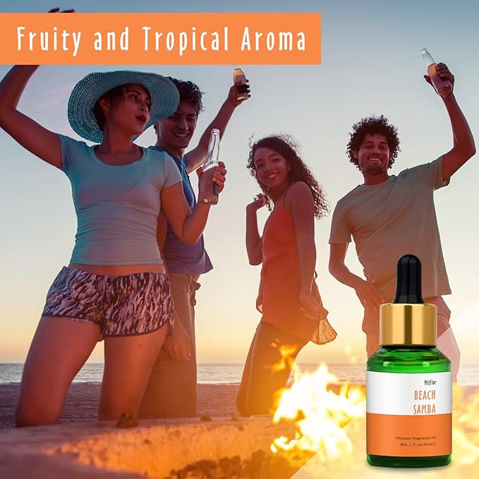 Beach Samba Fragrance Oil, MitFlor 30ml Scented Essential Oil, Large Size Premium Fragrance Oil for Soap & Candle Making, Summer Essential Oils for Diffusers for Home, Refreshing Tropical Fruit Scents