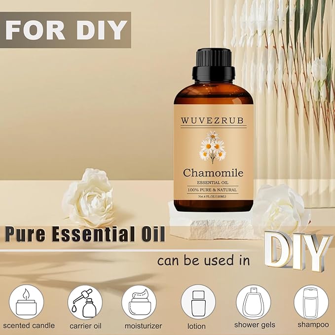 Chamomile Essential Oil, 120ML Pure and Natural for Aromatherapy Diffuser - 4 Fl Oz