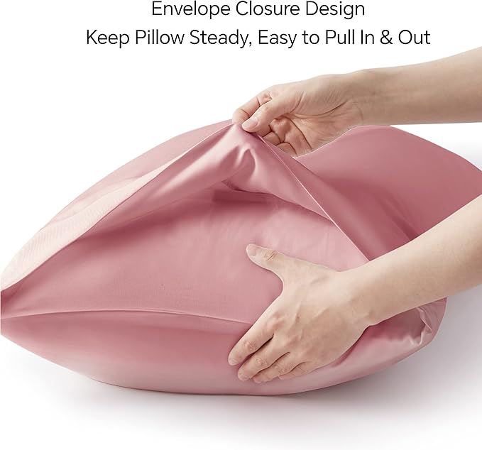 BEDELITE Body Pillow Case Cover, Rayon Made from Bamboo, Cooling Body Pillow Cover for Hot Sleepers and Night Sweats, Breathable & Silky Soft Full Long Pillow Case (Rose Pink, 20x54 Inches)